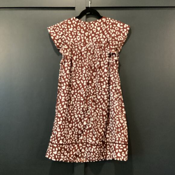 &merci brown and white leopard ruffle shortsleeve mini swing sheath dress S - Picture 2 of 7